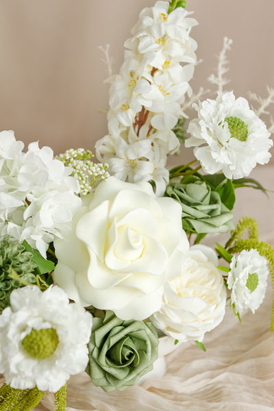 DIY Kits For Centerpieces in White & Green Colors