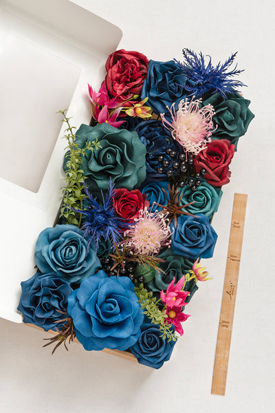 Dusty Blue & Navy Designer Flower Boxes