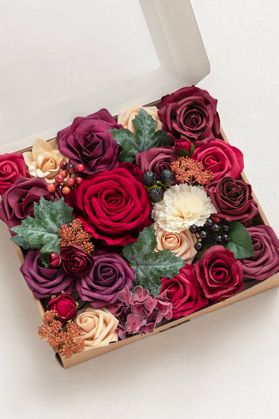 DIY Designer Flower Box in Bordeaux Red & Wine