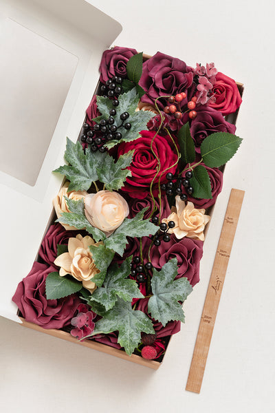 DIY Designer Flower Box in Bordeaux Red & Wine