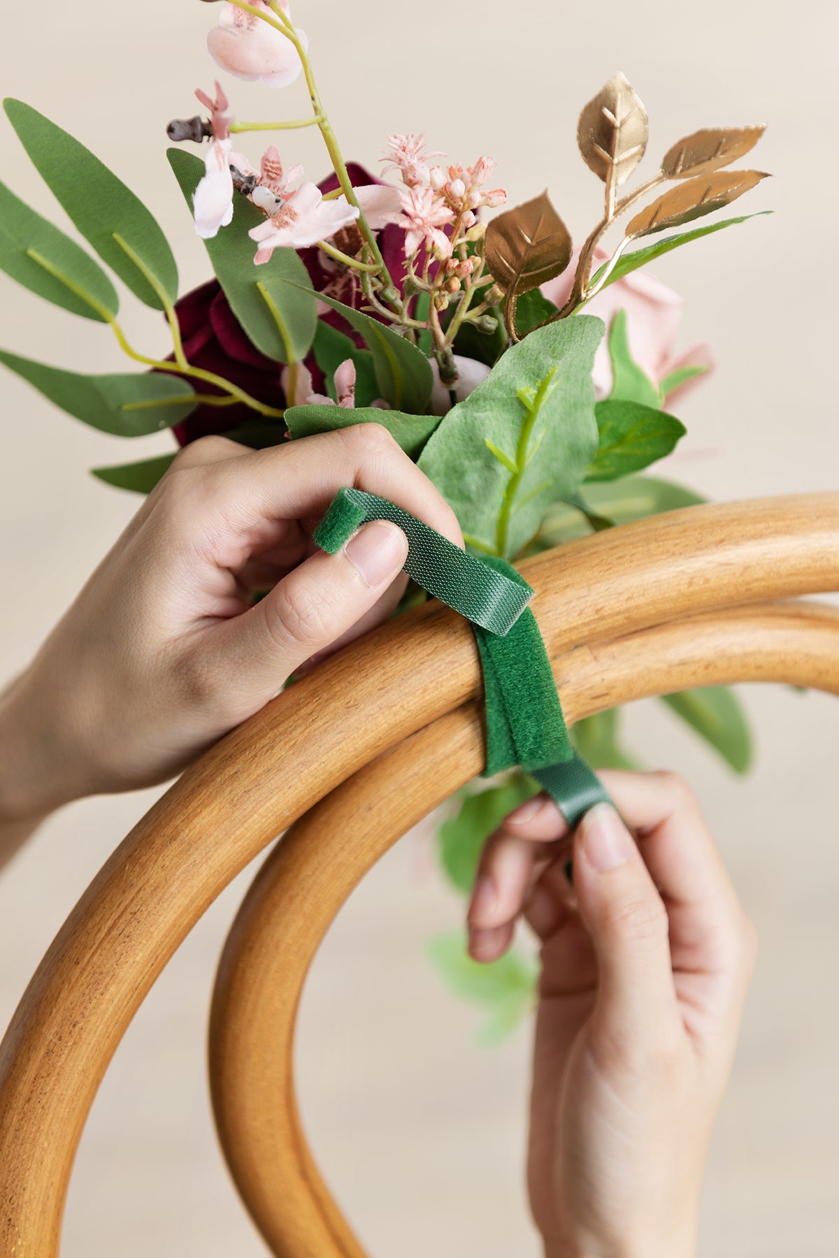 Wedding Aisle Decoration Pew Flowers in Romantic Marsala