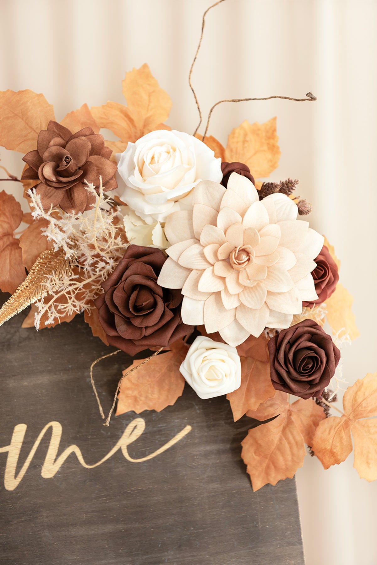 Deluxe Combo Set Flower Sign Decor in Rust & Sepia | Clearance