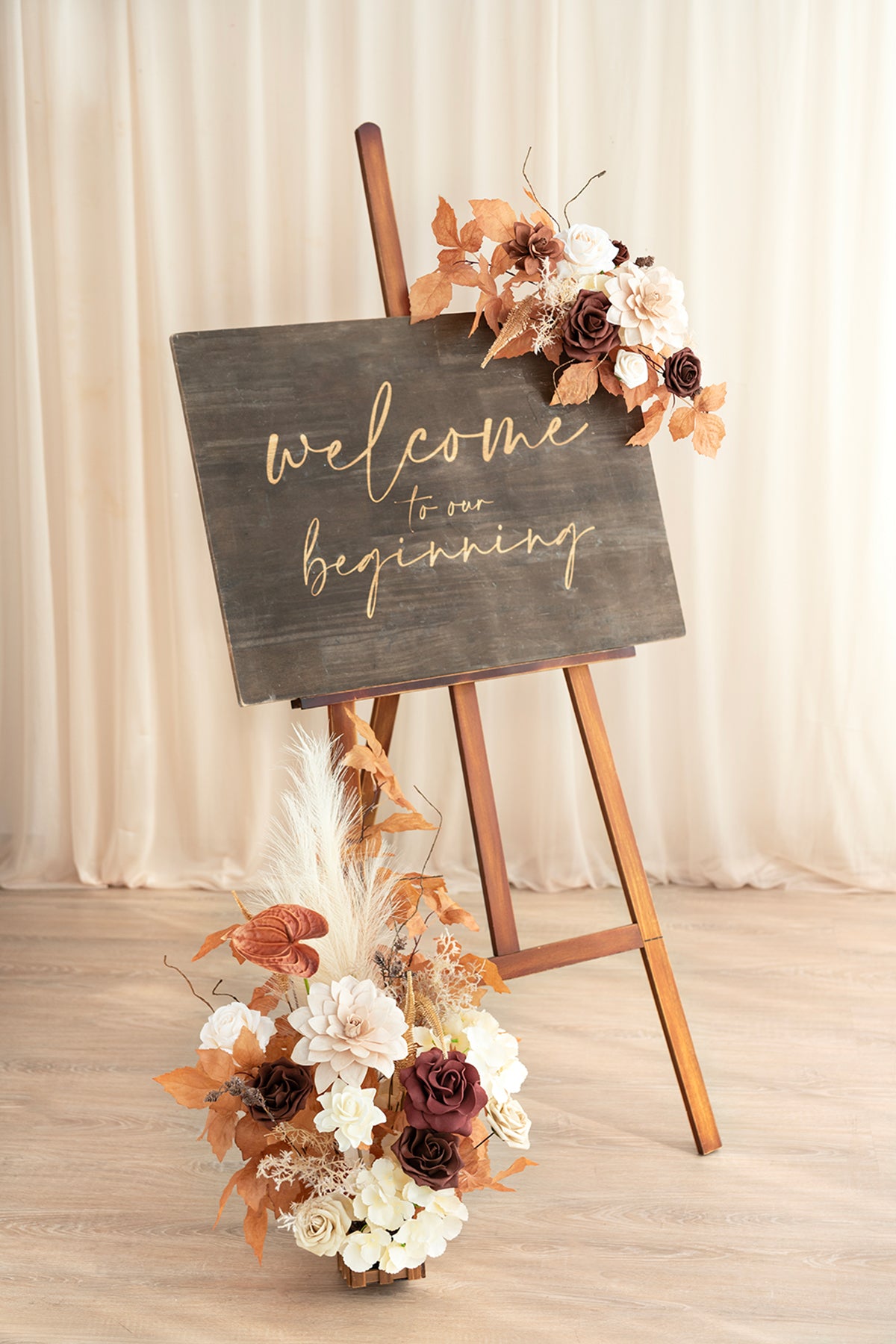 Deluxe Flower Sign Decor in Rust & Sepia