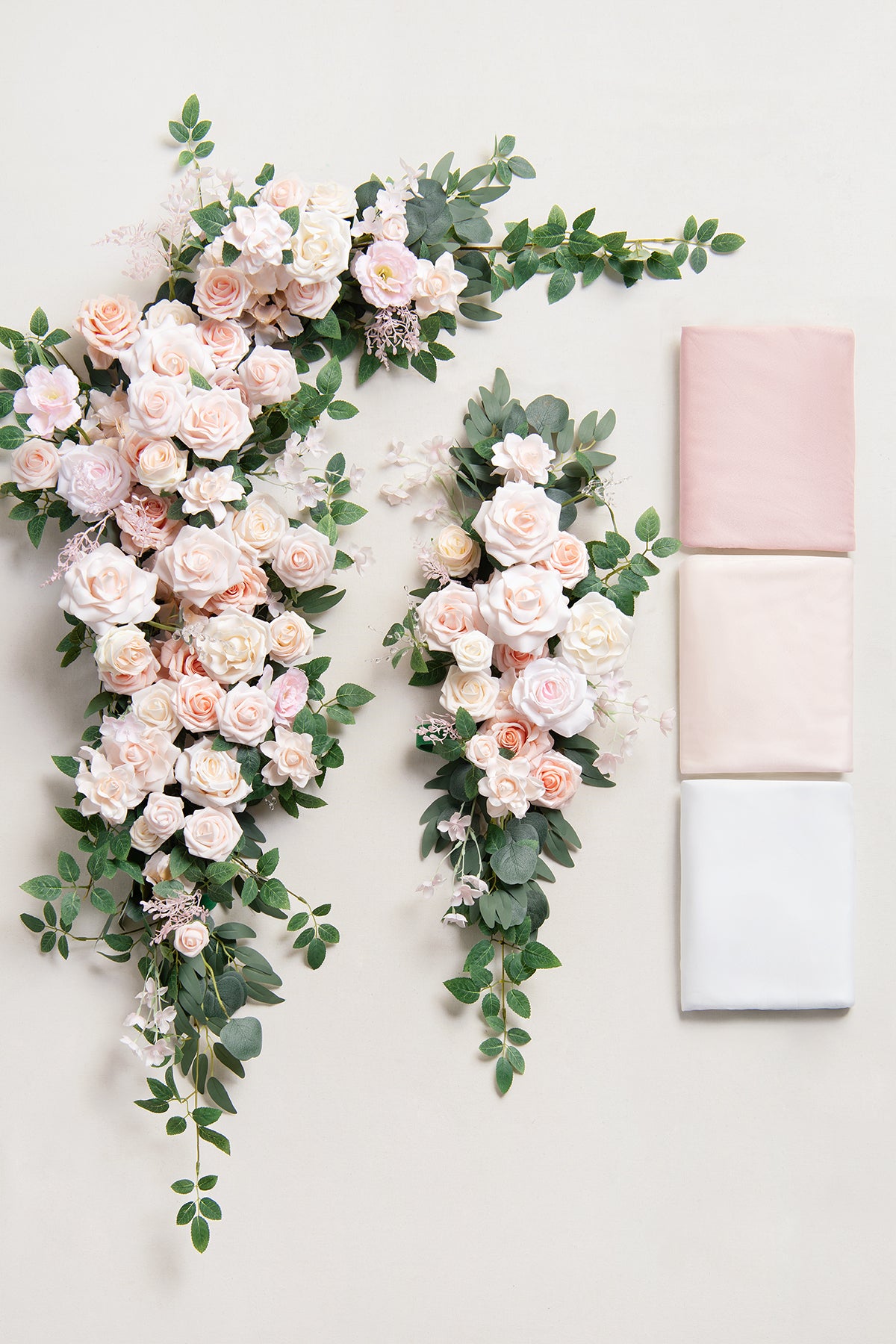 Flower Arch Decor with Drapes in Blush & Cream