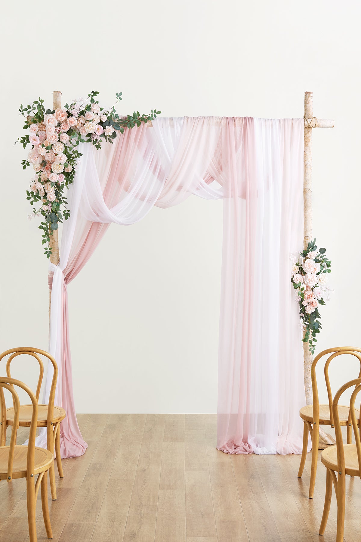 Flower Arch Decor with Drapes in Blush & Cream