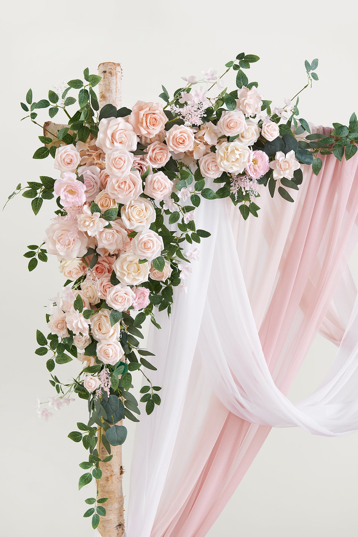 Flower Arch Decor with Drapes in Blush & Cream