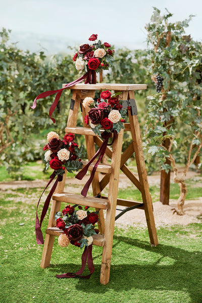 Bridesmaid Bouquet in Bordeaux Red & Wine