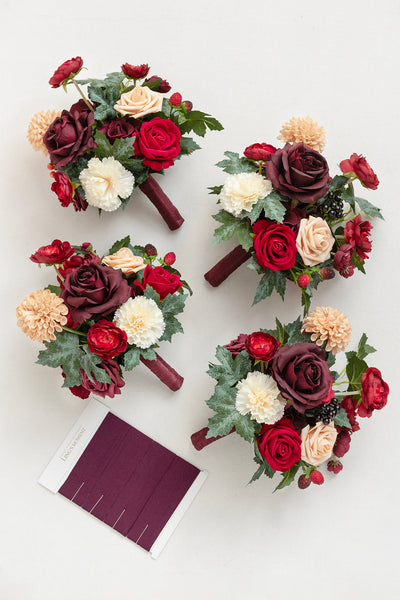 Bridesmaid Bouquet in Bordeaux Red & Wine