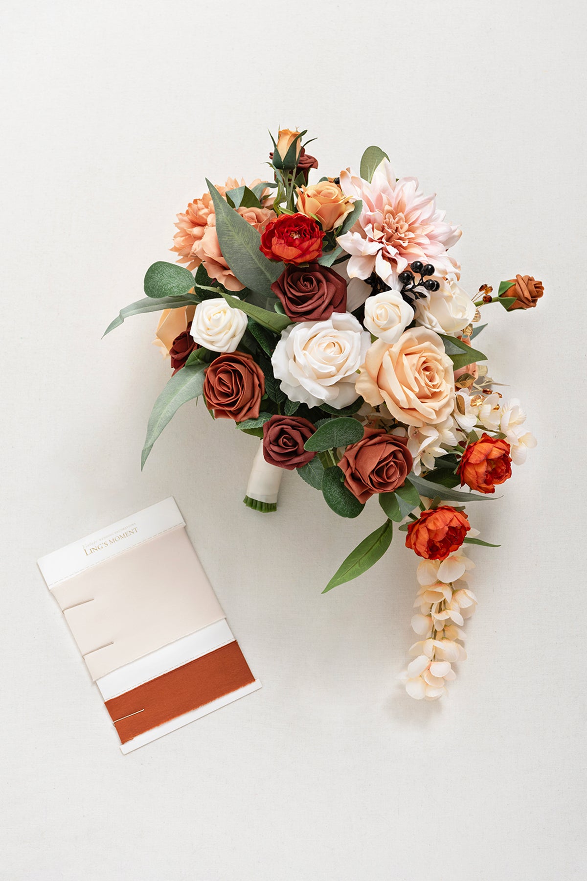 Small Cascade Bridal Bouquet in Sunset Terracotta