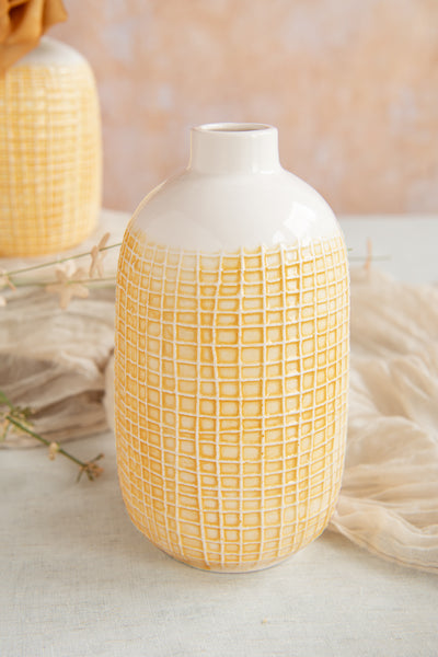 Rustic Ceramic Vase in Sunny Peach & Apricot | Clearance