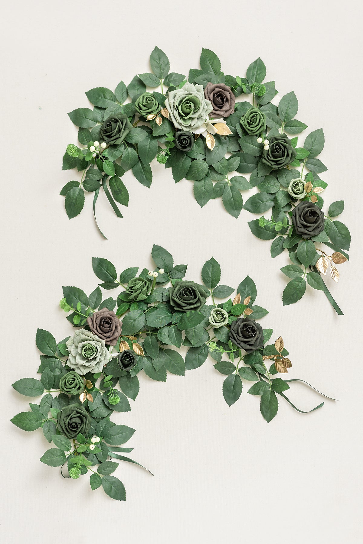 2ft Flower Garlands in Forest Green & Gold