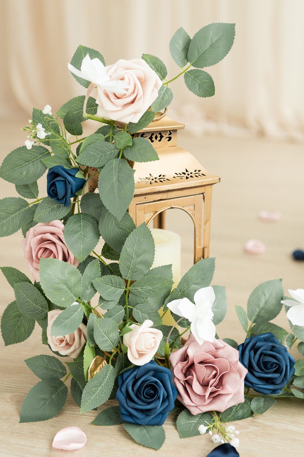 2ft Flower Garlands in Dusty Rose & Navy