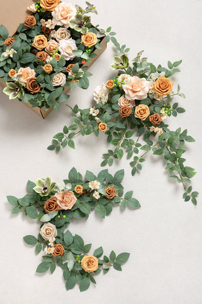 9ft Flower Garland in Sunny Peach & Apricot