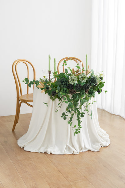 Sweetheart Table Floral Swags in Forest Green & Gold