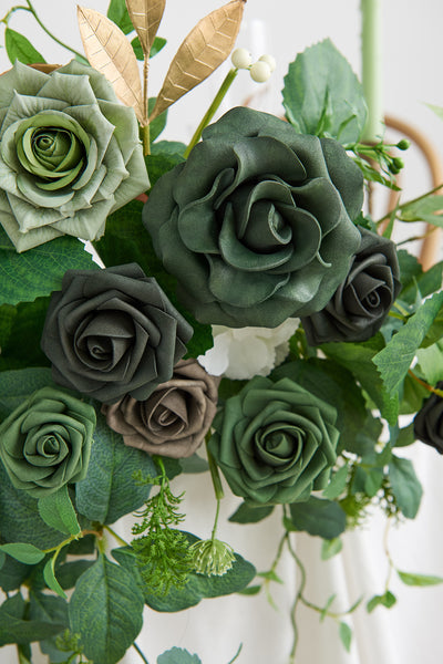 Sweetheart Table Floral Swags in Forest Green & Gold