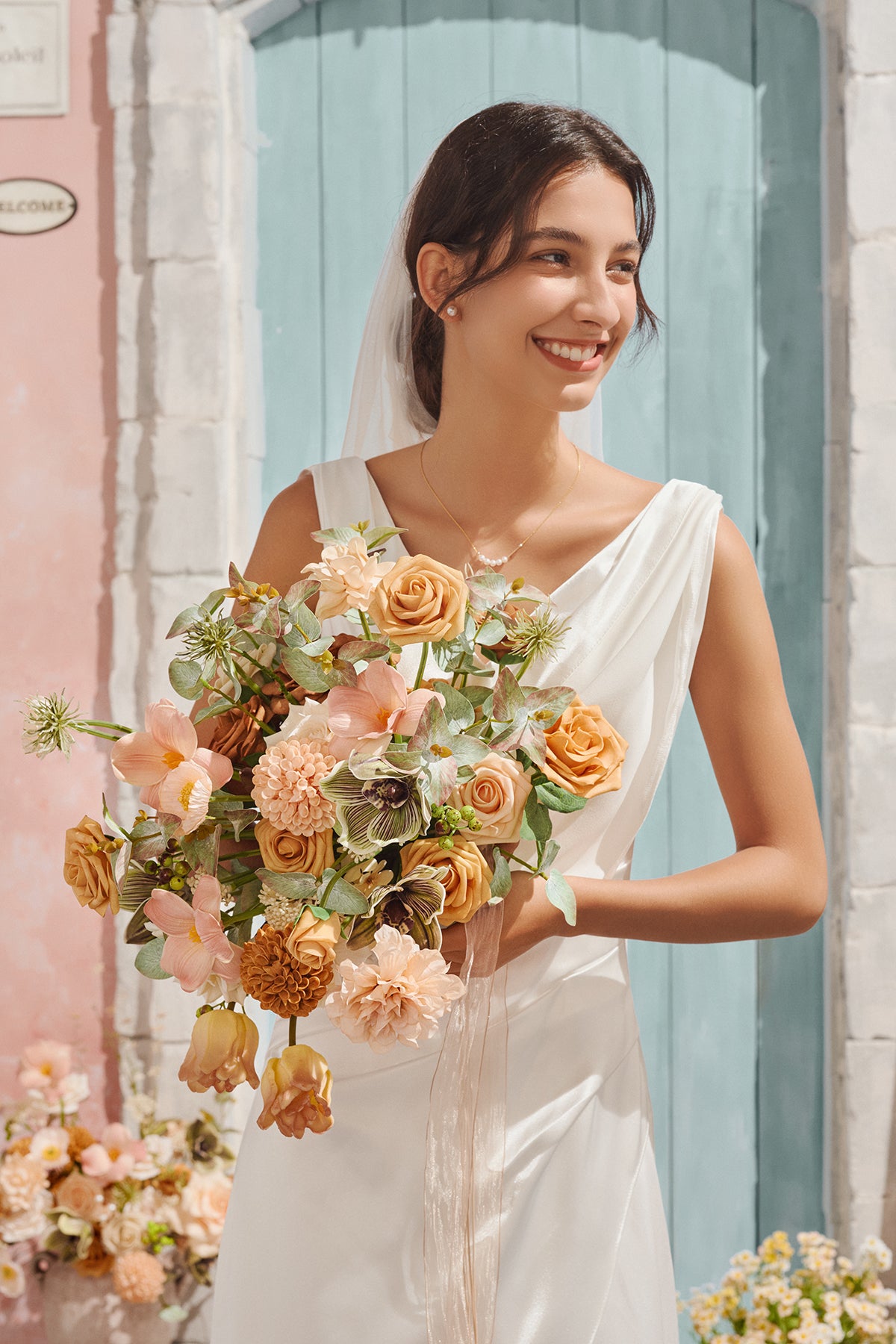 Pre-Arranged Wedding Flower Packages in Sunny Peach & Apricot