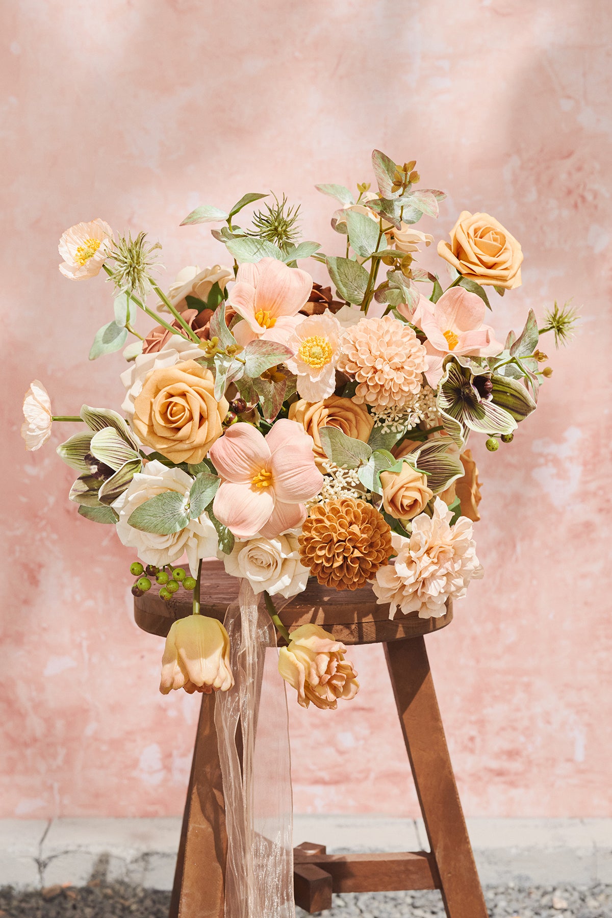 Medium Free-Form Bridal Bouquet in Sunny Peach & Apricot