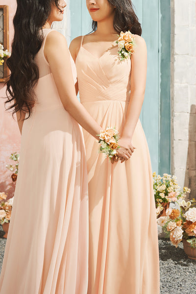 Wrist and Shoulder Corsages in Sunny Peach & Apricot