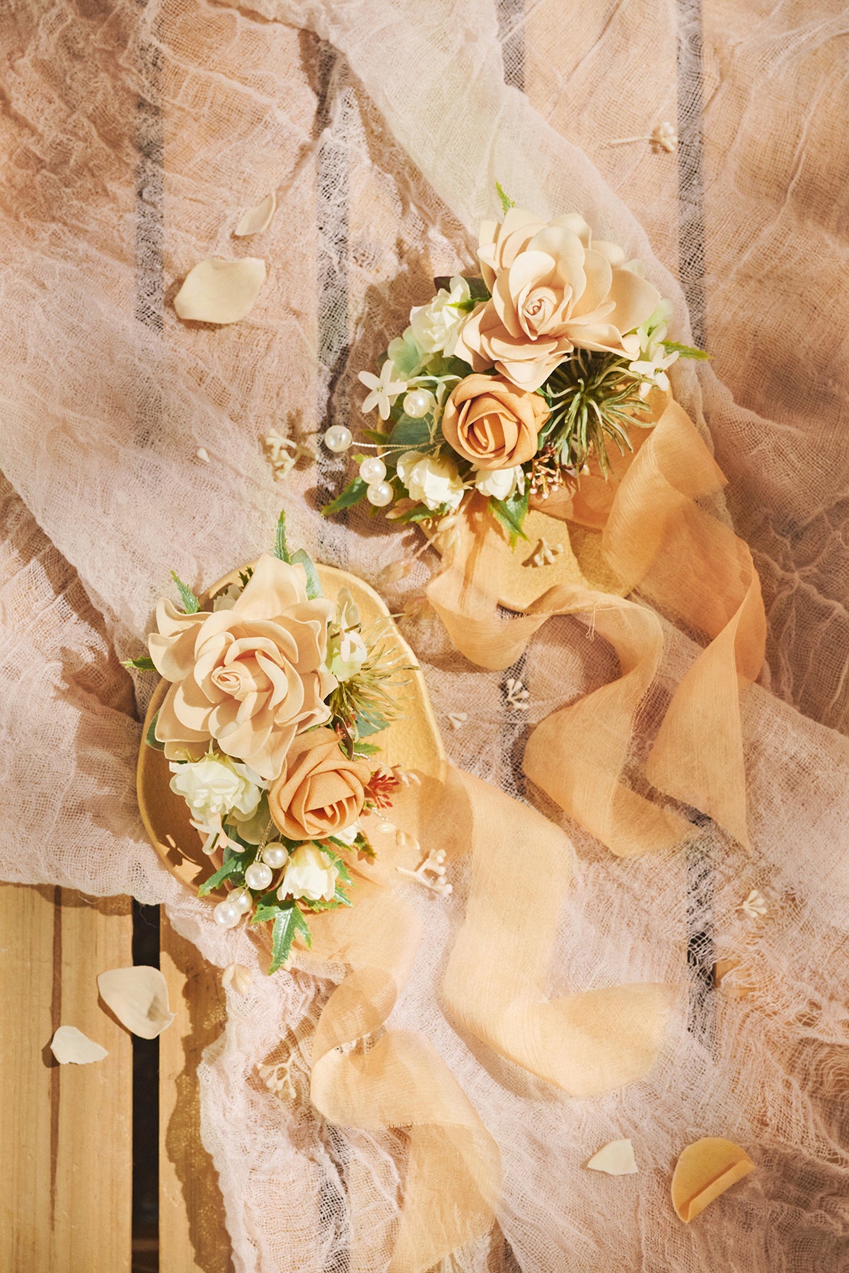 Pre-Arranged Wedding Flower Packages in Sunny Peach & Apricot