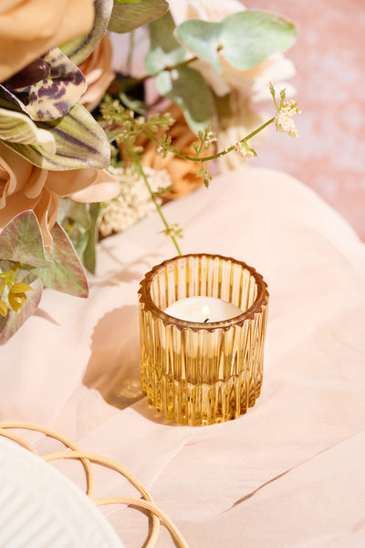 6 Pieces Glass Tealight Candle Holder in Sunny Peach & Apricot