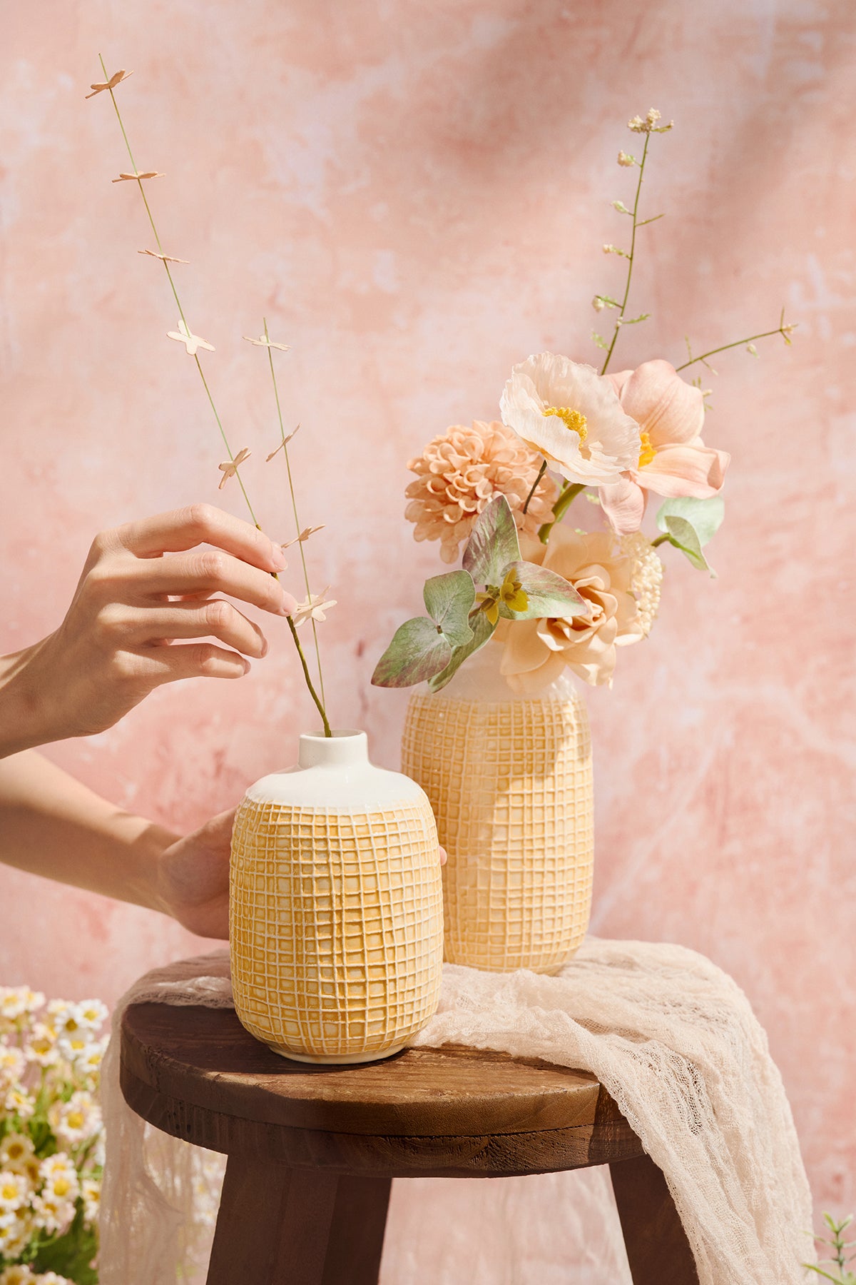 Rustic Ceramic Vase in Sunny Peach & Apricot - 2 Styles