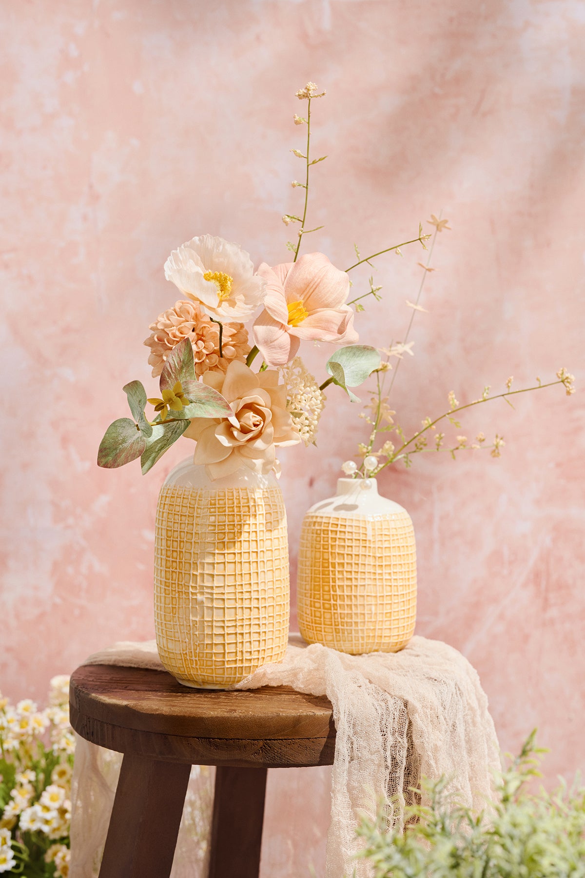 Rustic Ceramic Vase in Sunny Peach & Apricot - 2 Styles