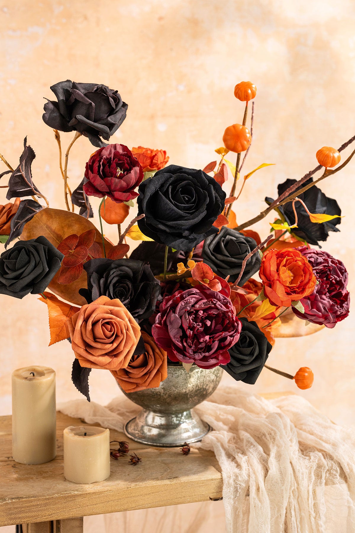 DIY Designer Flower Boxes in Black & Pumpkin Orange