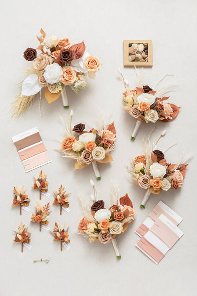 Pre-Arranged Wedding Flower Packages in Rust & Sepia