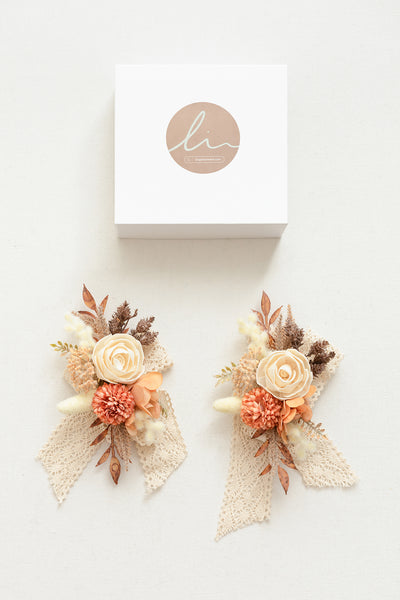 Wrist Corsages in Rust & Sepia