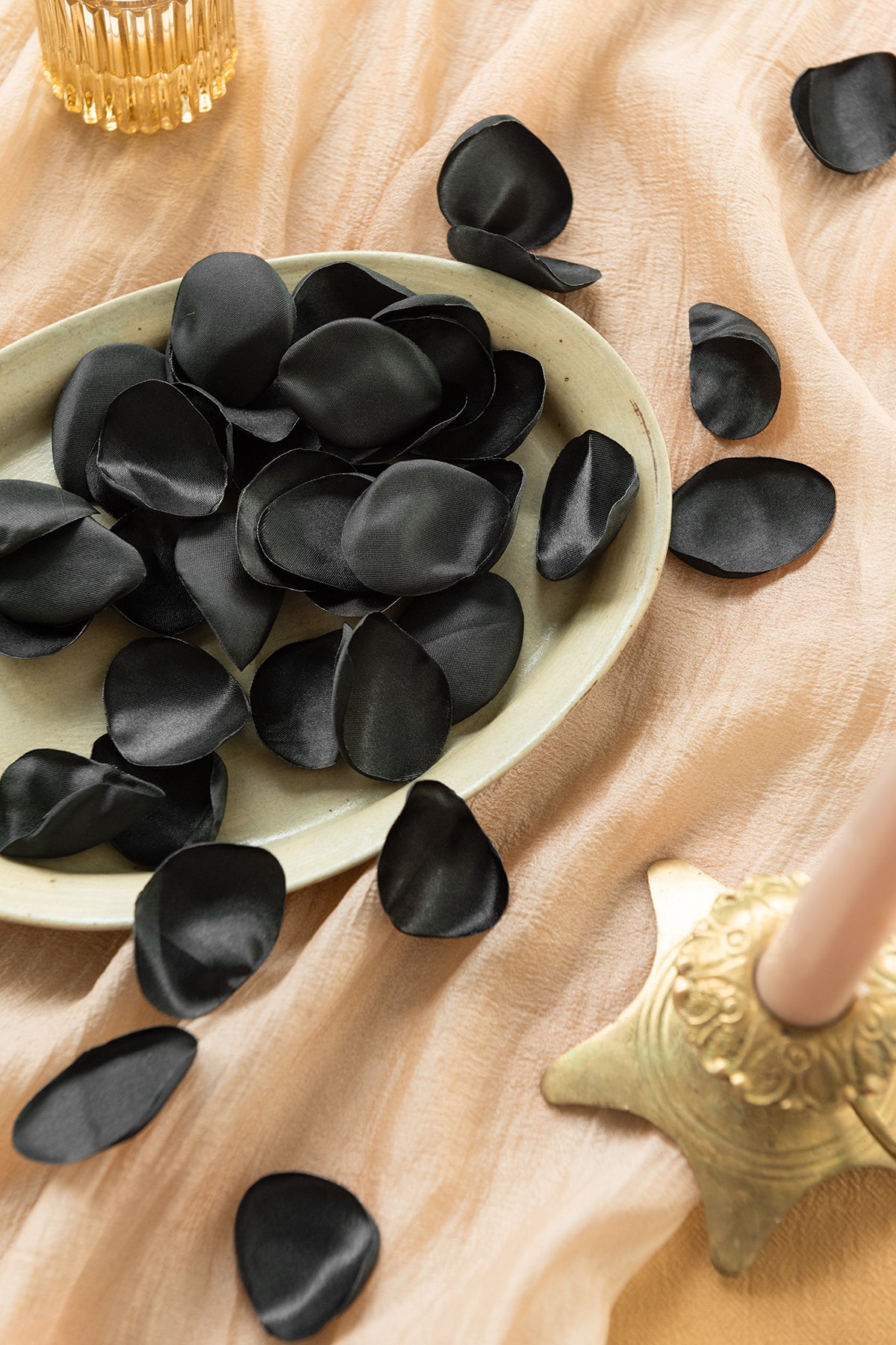 Silk Rose Petals in Black