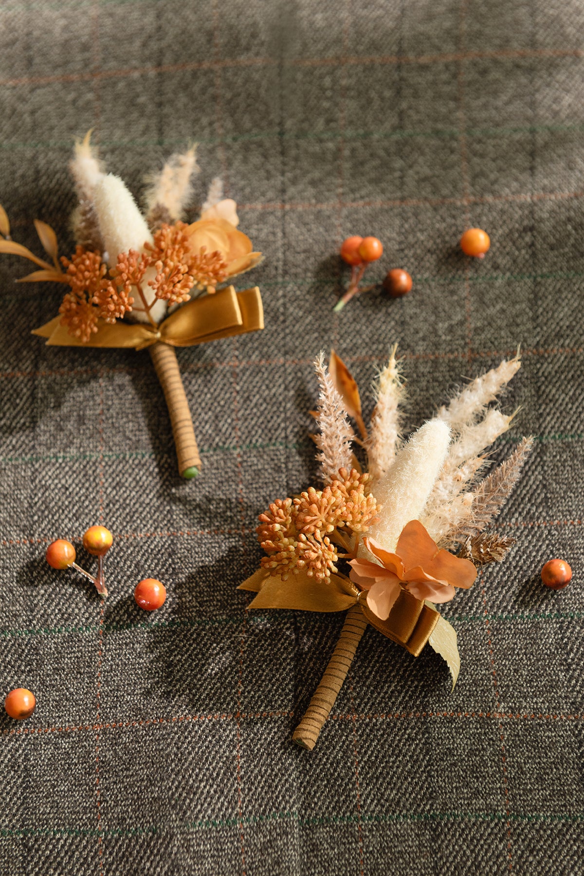 Boutonnieres in Rust & Sepia