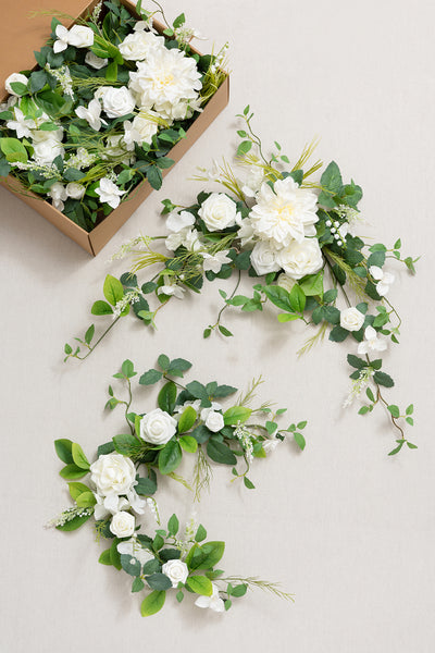 9ft Flower Garland in White & Sage