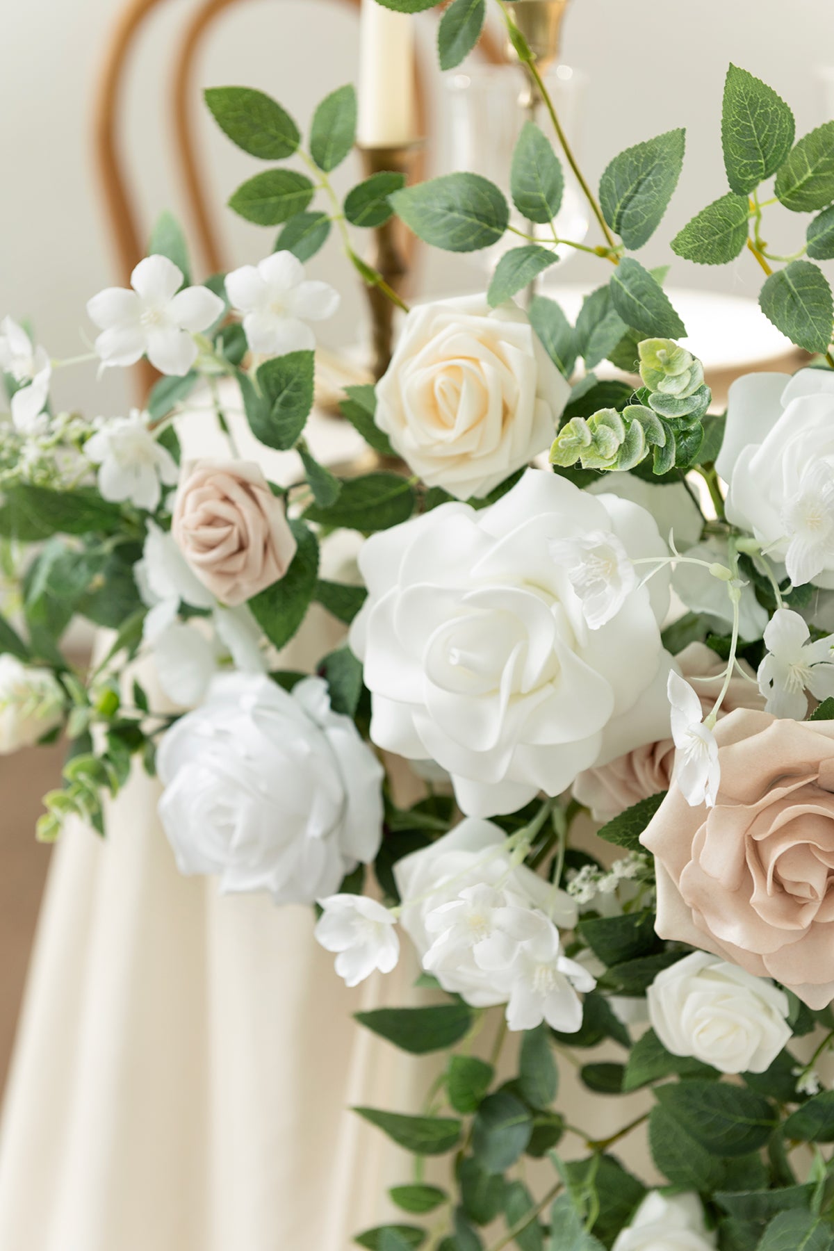 Sweetheart Table Floral Swags in White & Sage