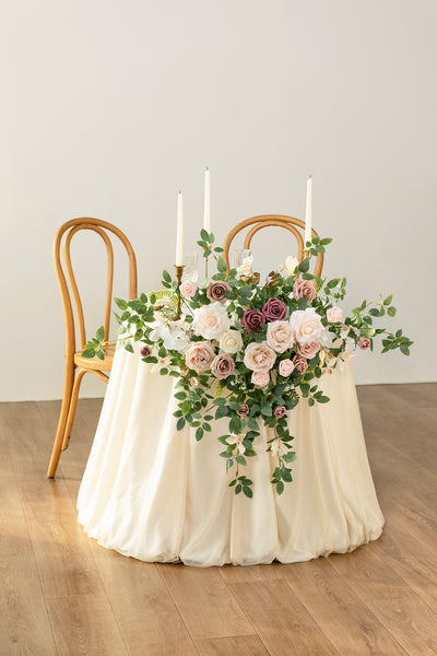 Sweetheart Table Floral Swags in Dusty Rose & Cream