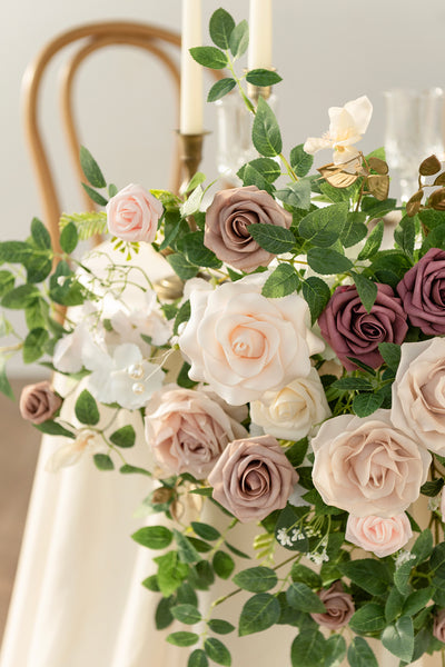 Sweetheart Table Floral Swags in Dusty Rose & Cream