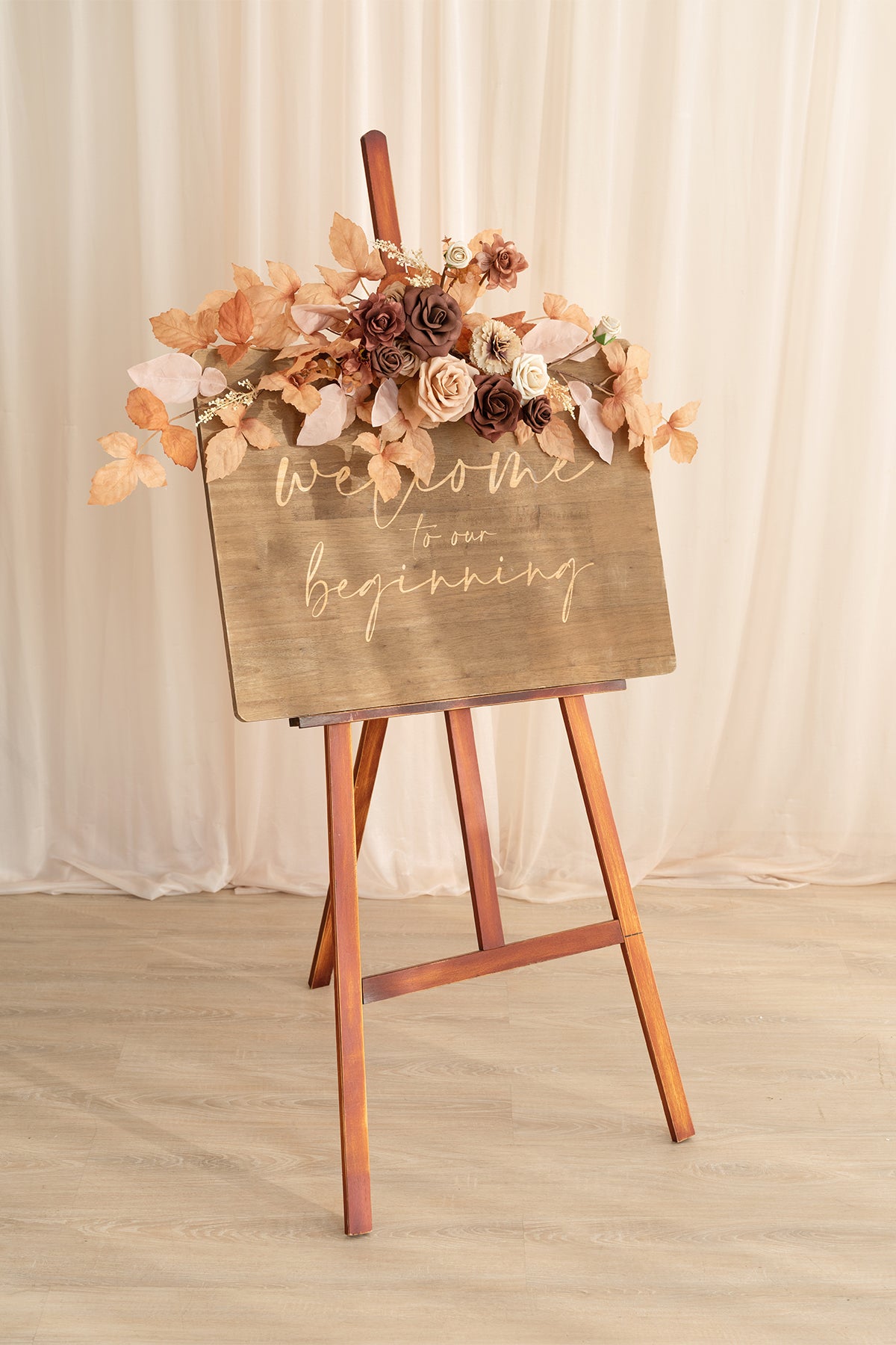 Flower Sign Decor in Rust & Sepia