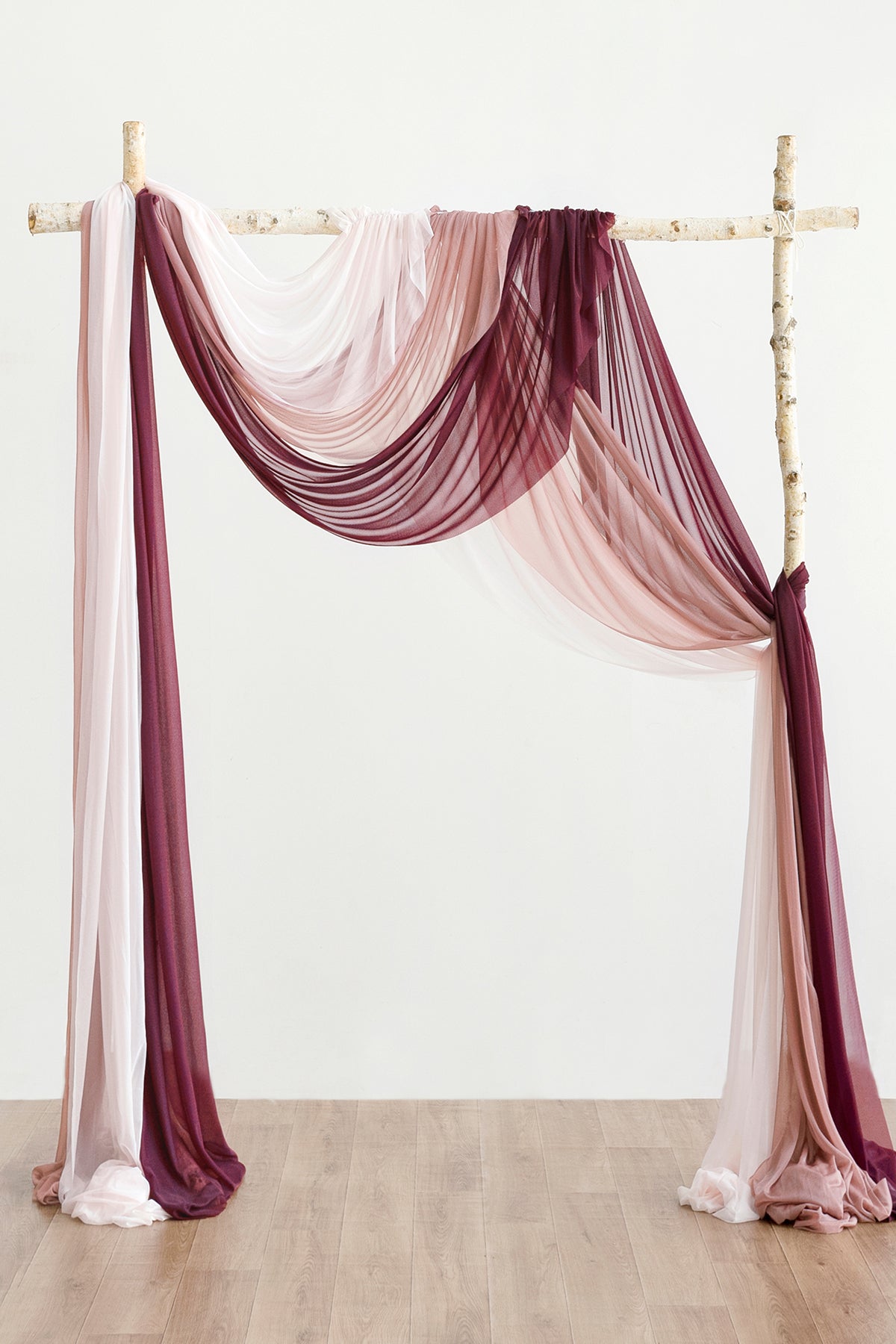 Wedding Arch Drapes in Burgundy & Dusty Rose