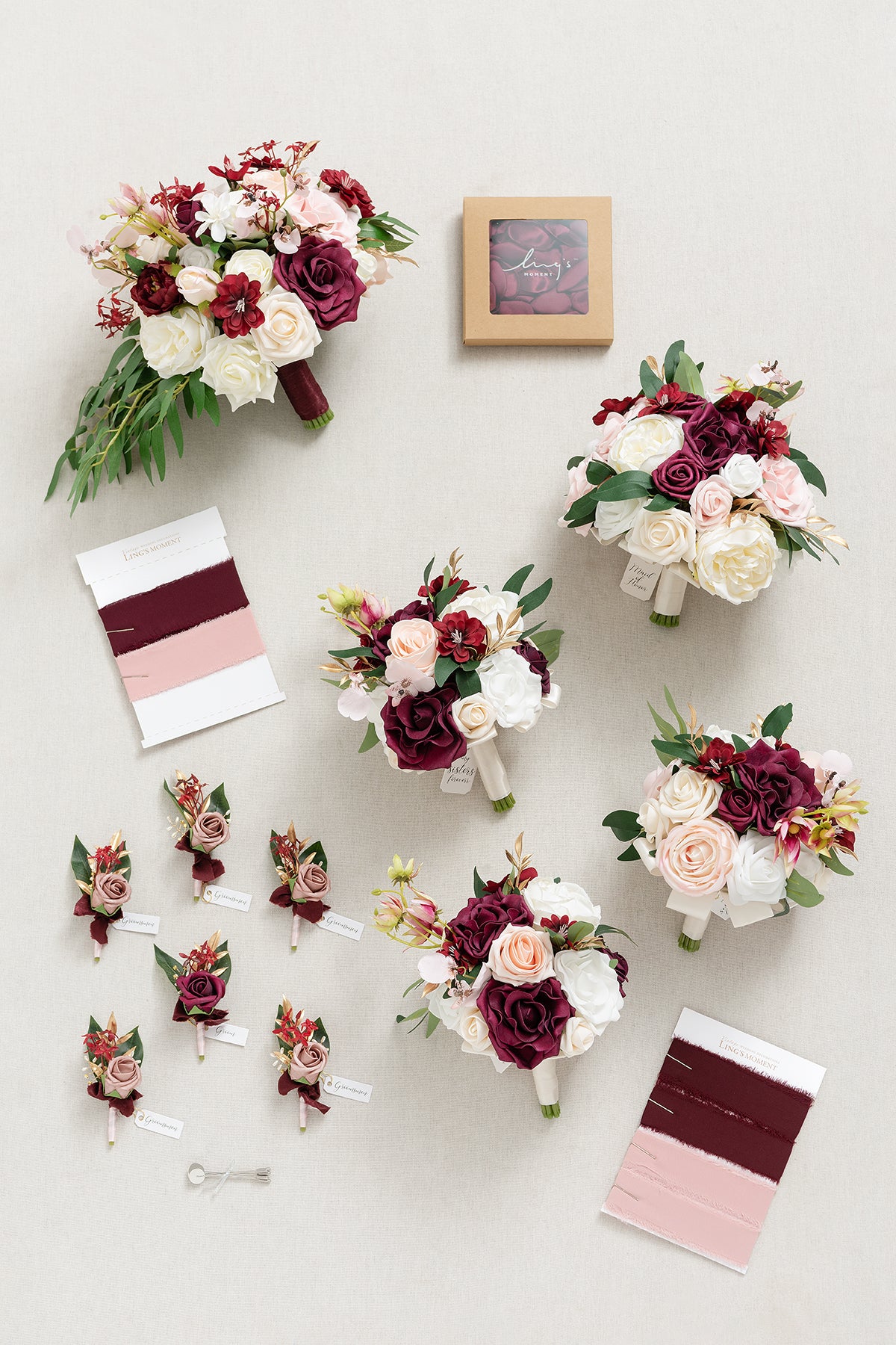 Pre-Arranged Bridal Flower Packages in Romantic Marsala