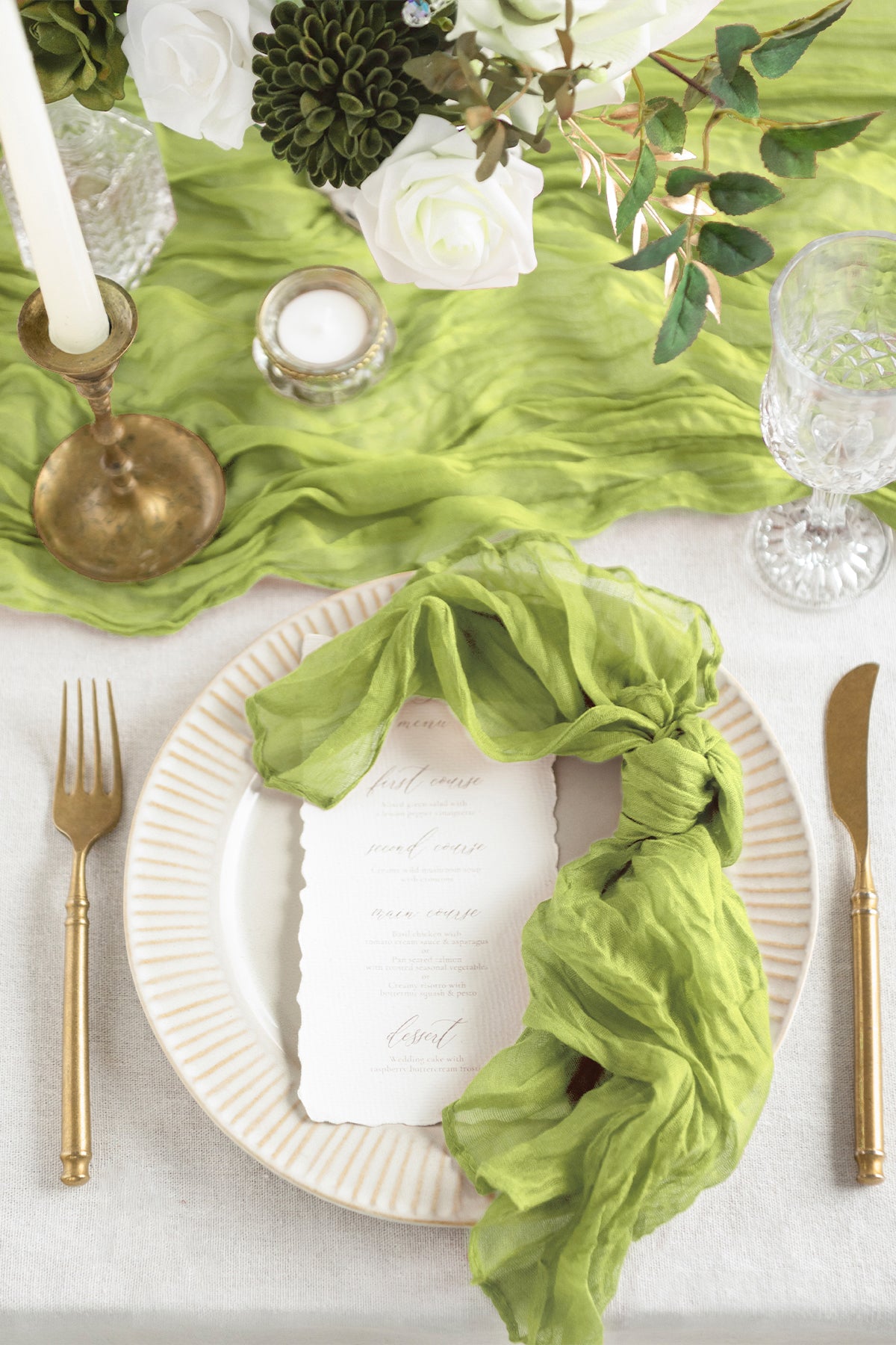 Cheesecloth Napkins & Table Runner Set for Reception - 7 Colors