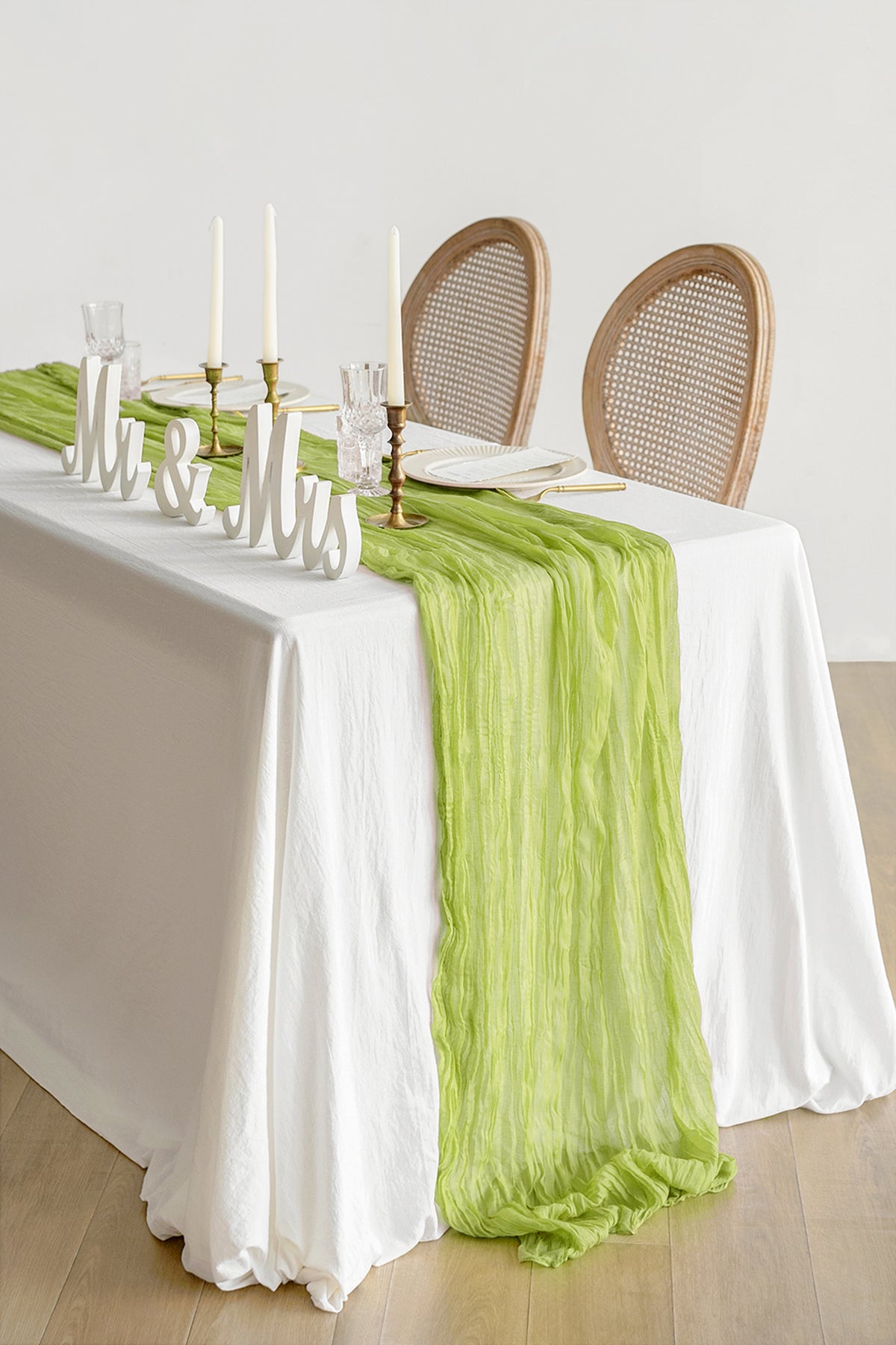 Cheesecloth Table Runner in Celery