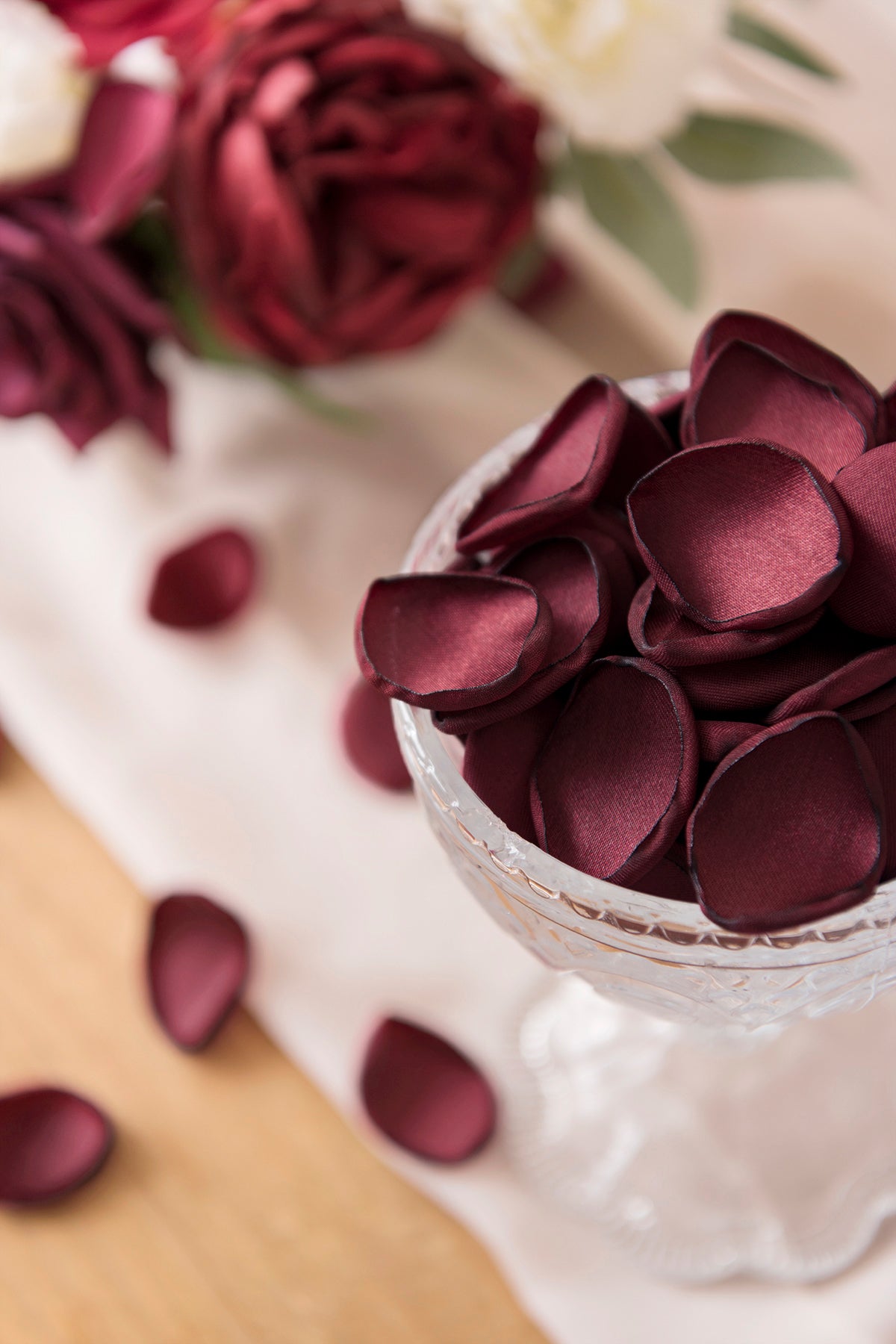 Silk Rose Petals in Burgundy & Blush