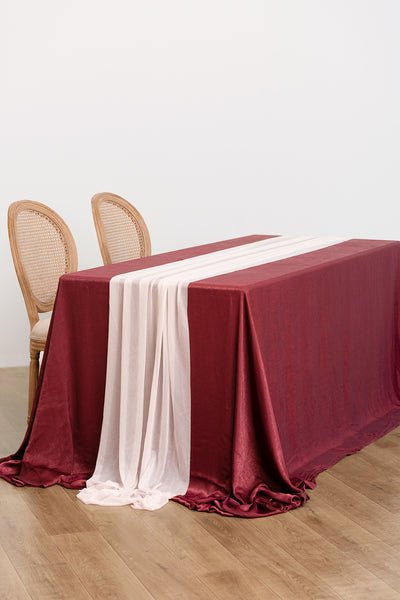 Tablecloth & Table Runner in Burgundy & Dusty Rose