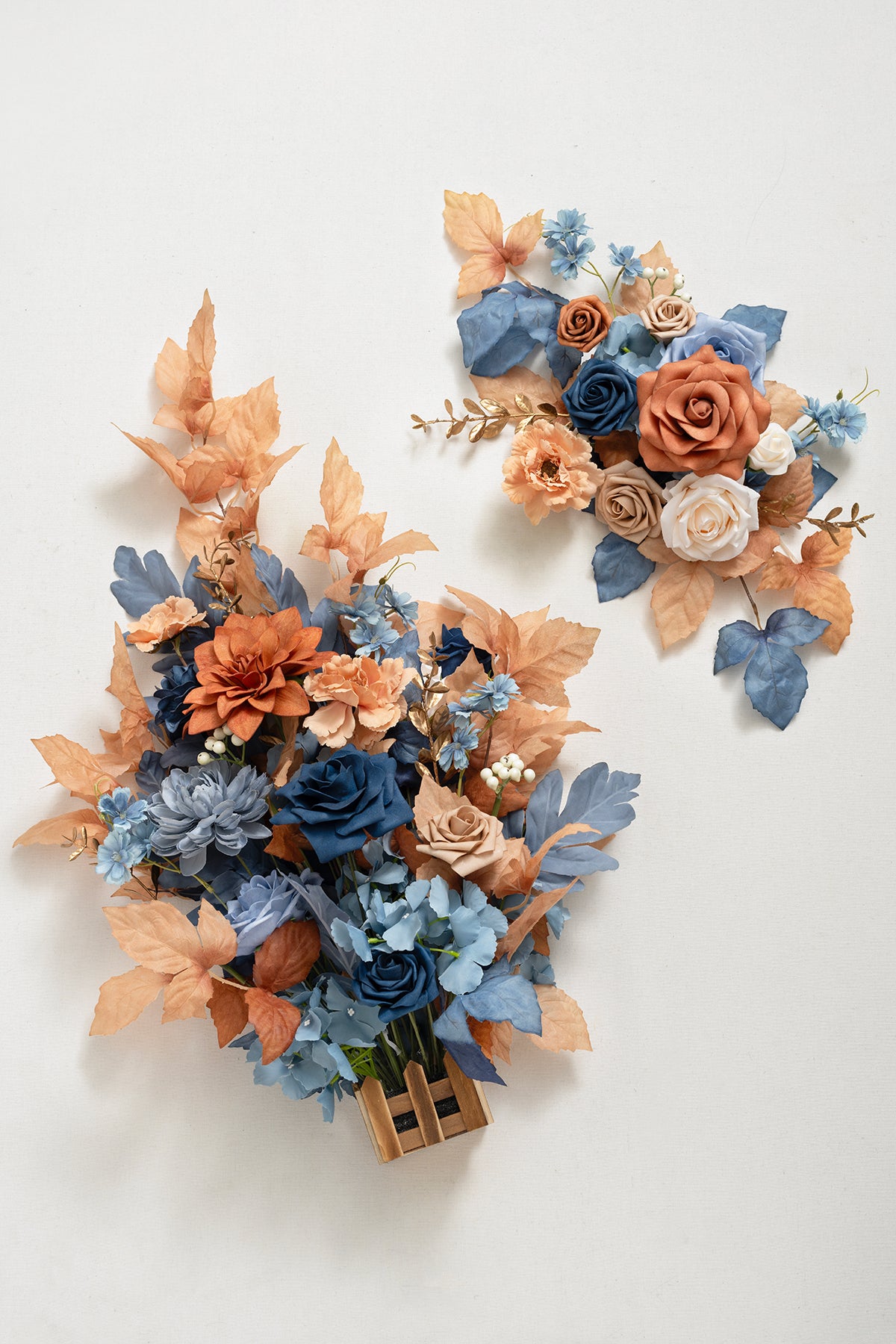 Deluxe Combo Set Flower Sign Decor in Russet Orange & Denim Blue