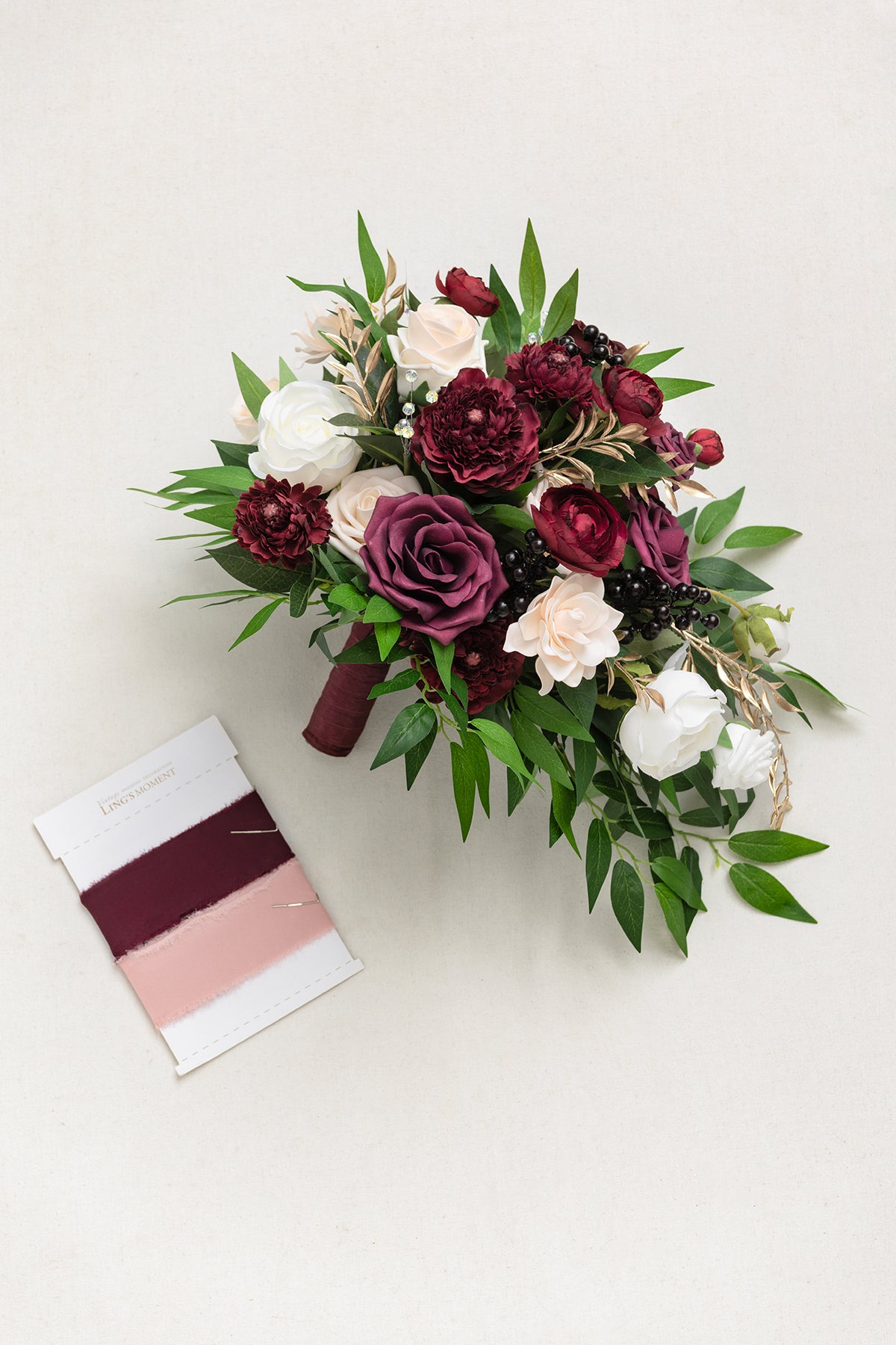 Small Cascade Bridal Bouquet in Romantic Marsala