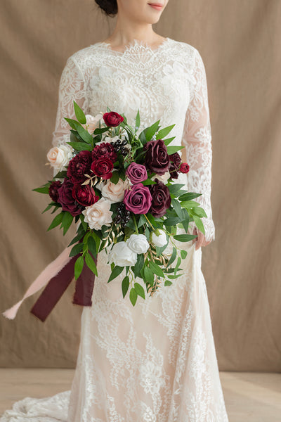 Small Cascade Bridal Bouquet in Romantic Marsala