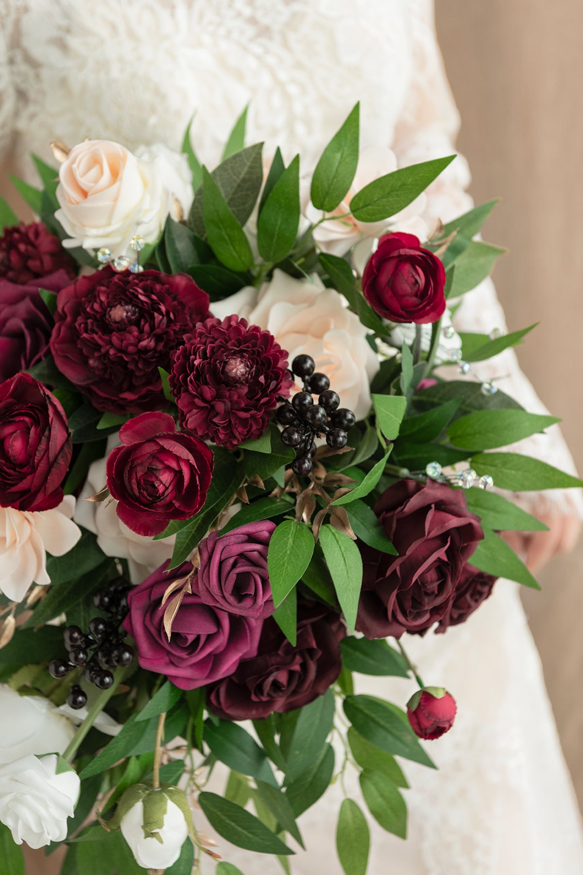 Small Cascade Bridal Bouquet in Romantic Marsala