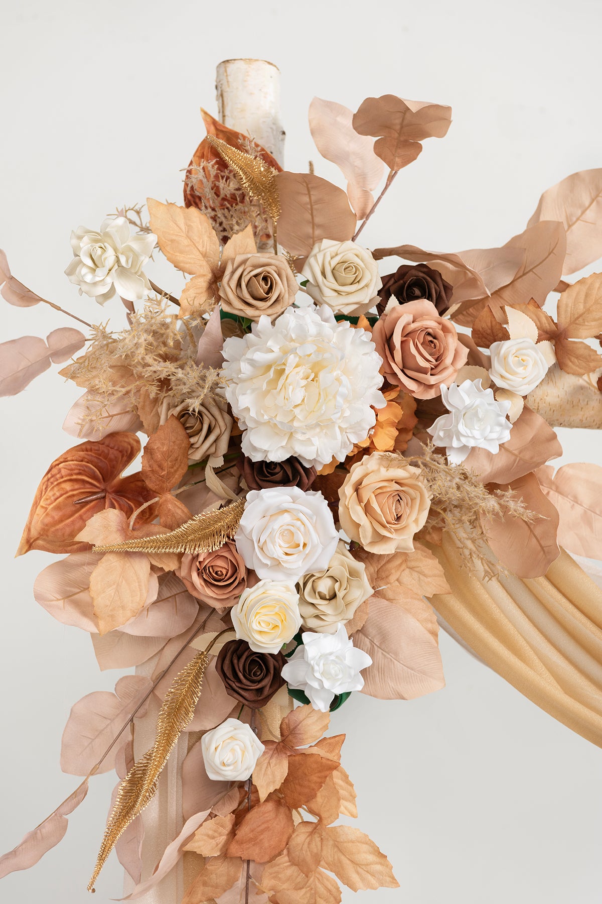 Flower Arch Decor with Drapes in Rust & Sepia | Clearance