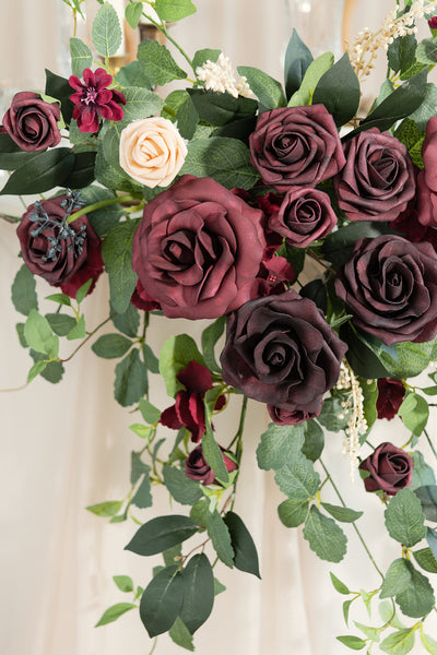 Sweetheart Table Floral Swags in Bordeaux Red & Wine