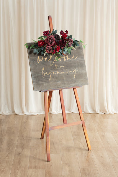 Flexible Combo Set Flower Sign Decor in Bordeaux Red & Wine