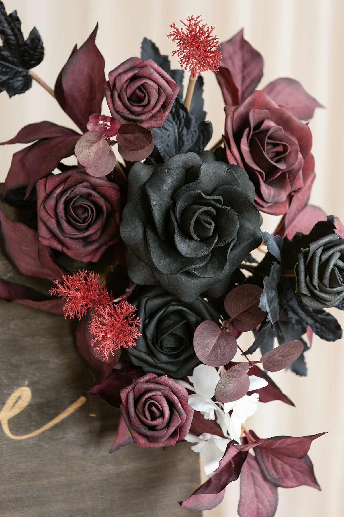 Flexible Combo Set Flower Sign Decor in Moody Burgundy & Black